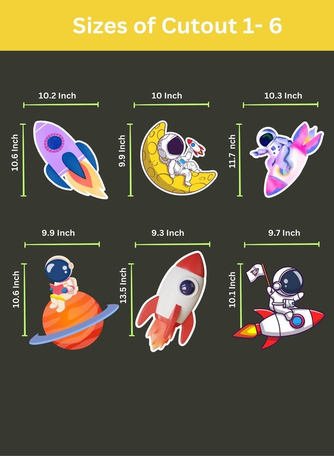Yellow Nuts Personalized Space Astronaut Rocket Birthday Party Cutouts Big Size Home Kids Room Party Hall Decoration Walls Ceiling - Image 5